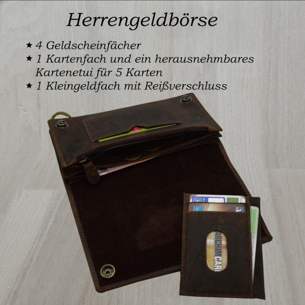 Leder nature "Wild" TRUCKER Portemonnaie mit Hosenkette braun
